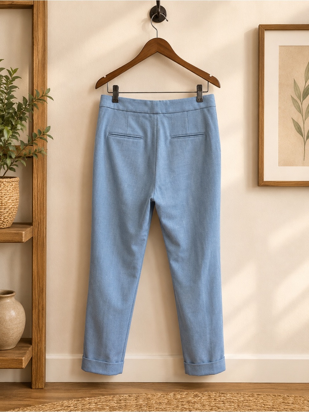 Ann Taylor Blue Textured Ankle Dress Slacks W31 L27 Size 6 - Picture 2 of 3